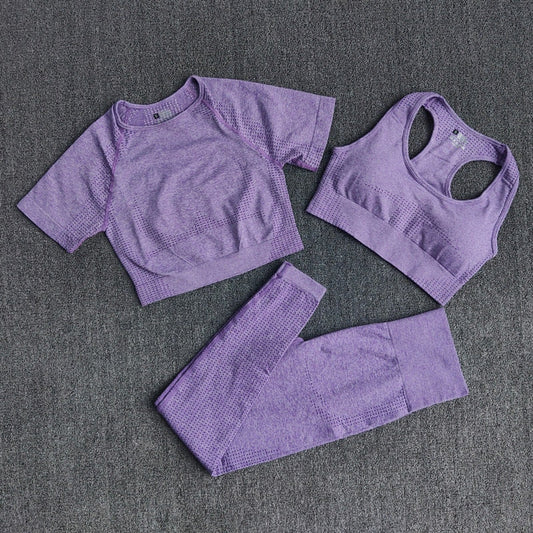 3PCS Seamless Women's Sportswear Yoga Set Workout Gym Clothing Fitness